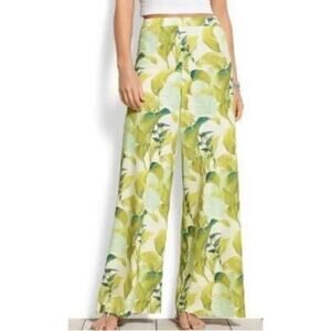 Tommy Bahama Montego Jungle Leaf Print Wide Leg Silky Pants Size 2